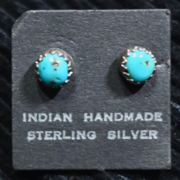 Vintage 1970s Native American Navajo Beautiful Turquoise & 925 Sterling Silver - Picture 1 of 2
